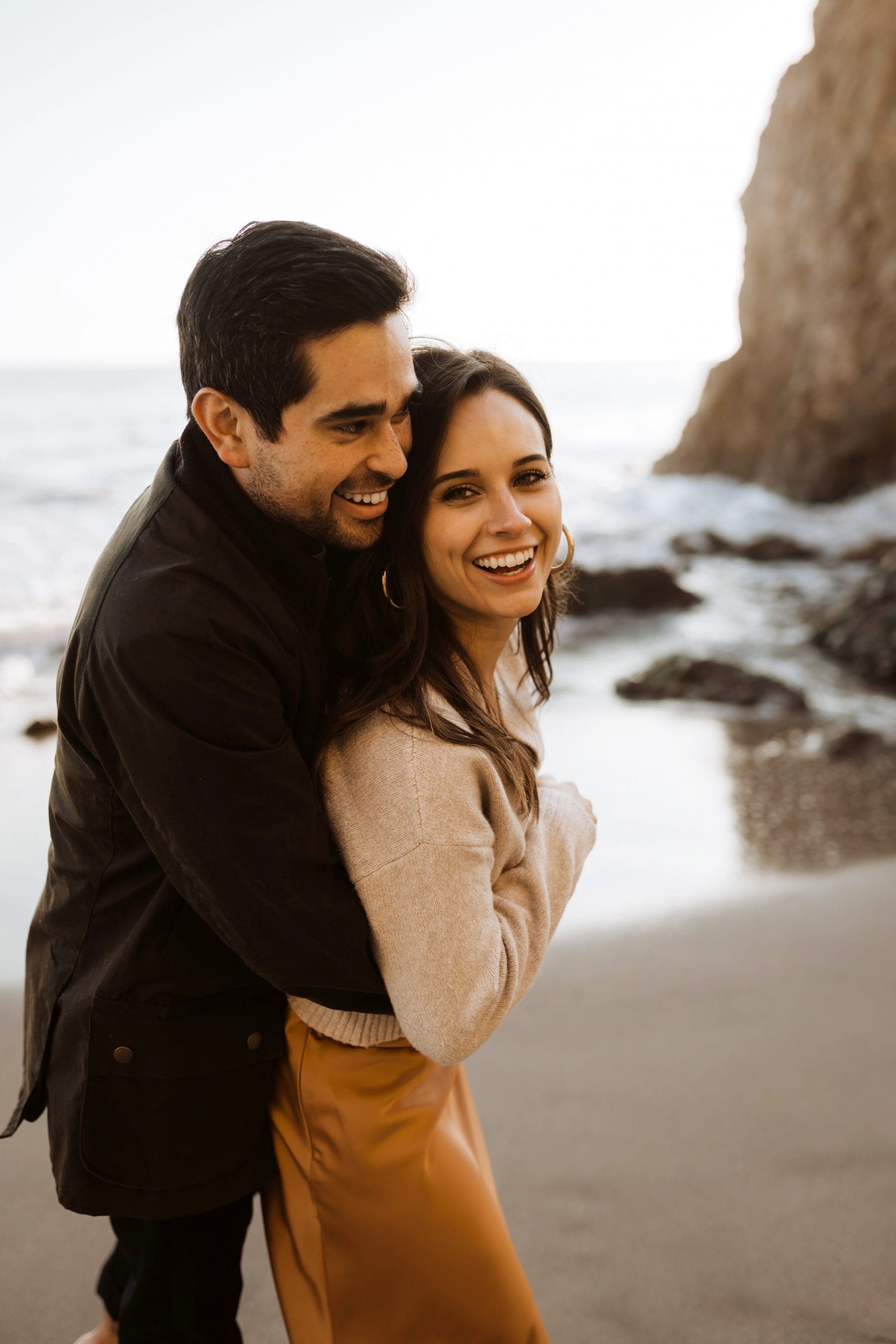 Couples Portraits on El Matador Beach in Malibu, California | Kelly O'Connor Photography | Austin Based Wedding Photographer | California Engagement Session | couples photos, bride to be, engagement photos, outfit ideas for engagement photos, destination photo session, beach photos | via kellyoconnorphotography.com