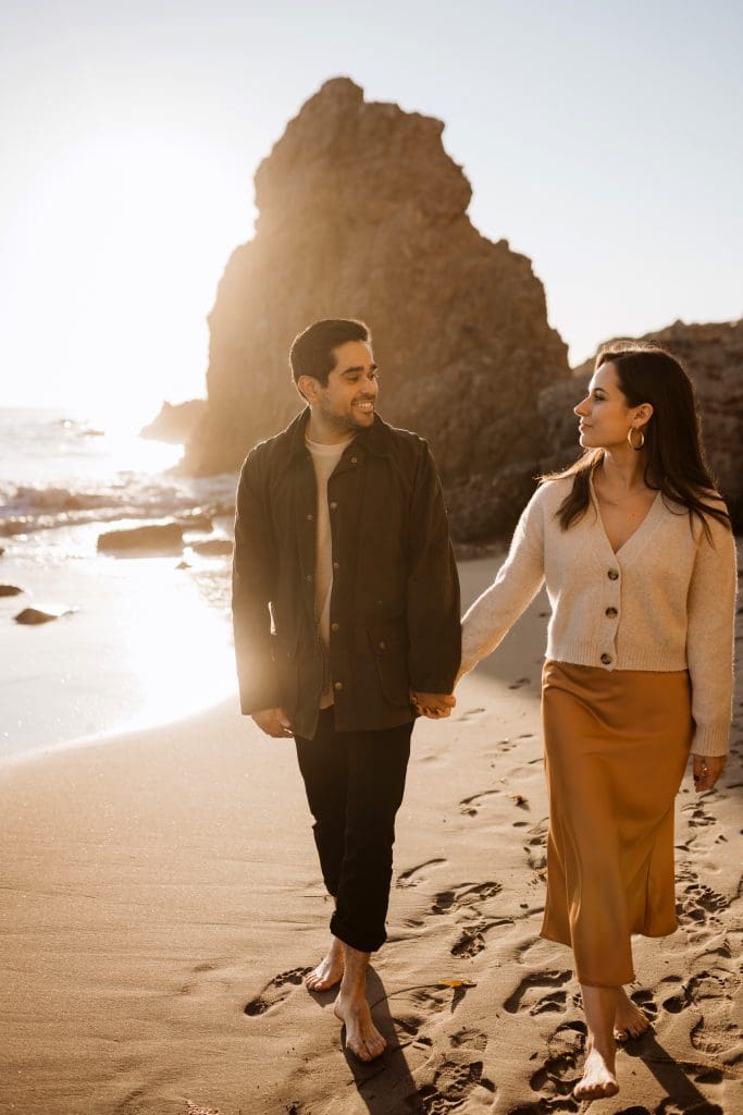 Couples Portraits on El Matador Beach in Malibu, California | Kelly O'Connor Photography | Austin Based Wedding Photographer | California Engagement Session | couples photos, bride to be, engagement photos, outfit ideas for engagement photos, destination photo session, beach photos | via kellyoconnorphotography.com