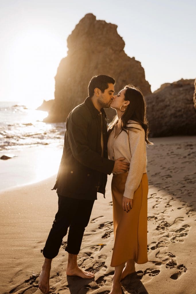 Couples Portraits on El Matador Beach in Malibu, California | Kelly O'Connor Photography | Austin Based Wedding Photographer | California Engagement Session | couples photos, bride to be, engagement photos, outfit ideas for engagement photos, destination photo session, beach photos | via kellyoconnorphotography.com