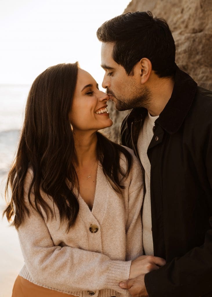 Couples Portraits on El Matador Beach in Malibu, California | Kelly O'Connor Photography | Austin Based Wedding Photographer | California Engagement Session | couples photos, bride to be, engagement photos, outfit ideas for engagement photos, destination photo session, beach photos | via kellyoconnorphotography.com