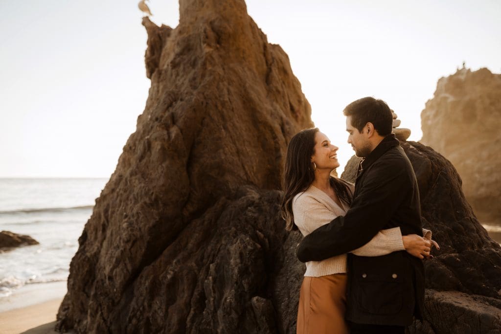 Couples Portraits on El Matador Beach in Malibu, California | Kelly O'Connor Photography | Austin Based Wedding Photographer | California Engagement Session | couples photos, bride to be, engagement photos, outfit ideas for engagement photos, destination photo session, beach photos | via kellyoconnorphotography.com