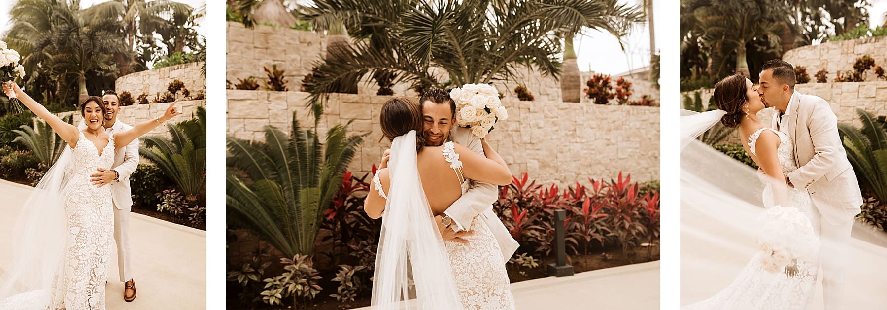 Bride and groom first look | Beach Wedding at Dreams Playa Mujeres in Cancun | Kelly O'Connor Photography | Destination Wedding Photographer | wedding photography, beach wedding, Mexico destination wedding | via kellyoconnorphotography.com