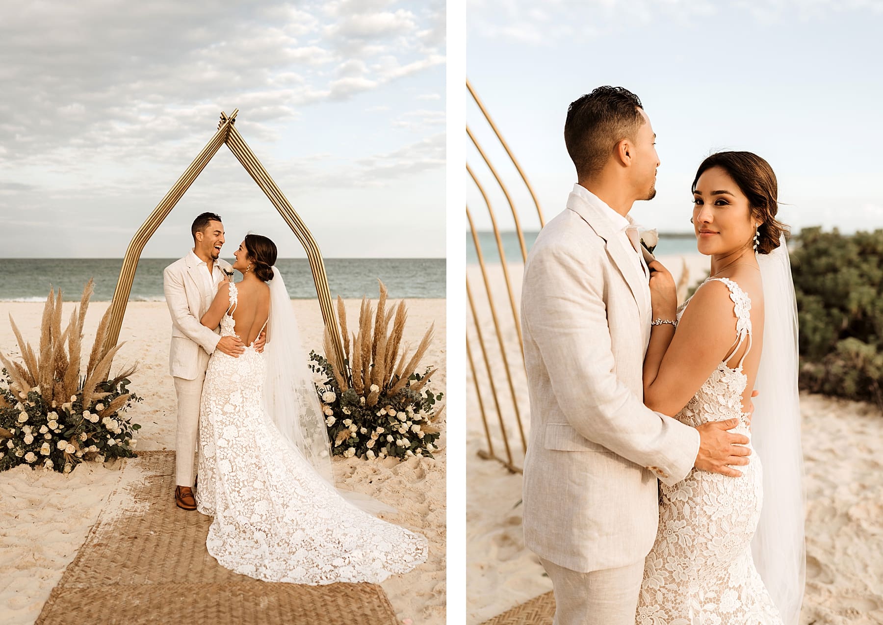 Bride and groom portraits on wedding day at beach | Kelly O'Connor Photography | Destination Wedding Photographer | Dreams Playa Mujeres Wedding | wedding photography, beach wedding, Mexico destination wedding | via kellyoconnorphotography.com