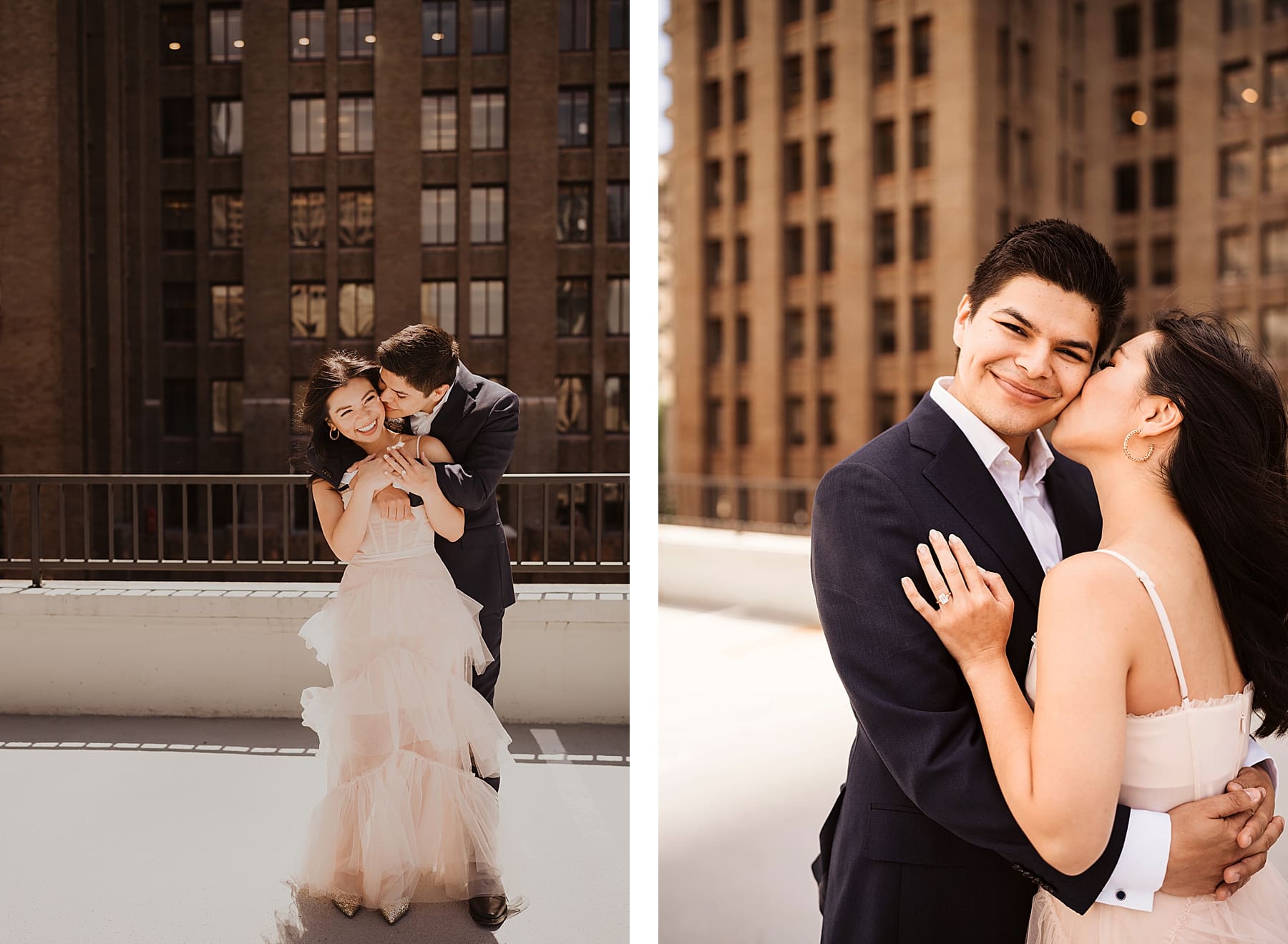 Downtown Seattle Rooftop Engagement Session | Kelly O'Connor Photography | Destination Wedding Photography | couples portraits, chic outfits for engagement session, classic outfits for engagement session | via kellyoconnorphotography.com