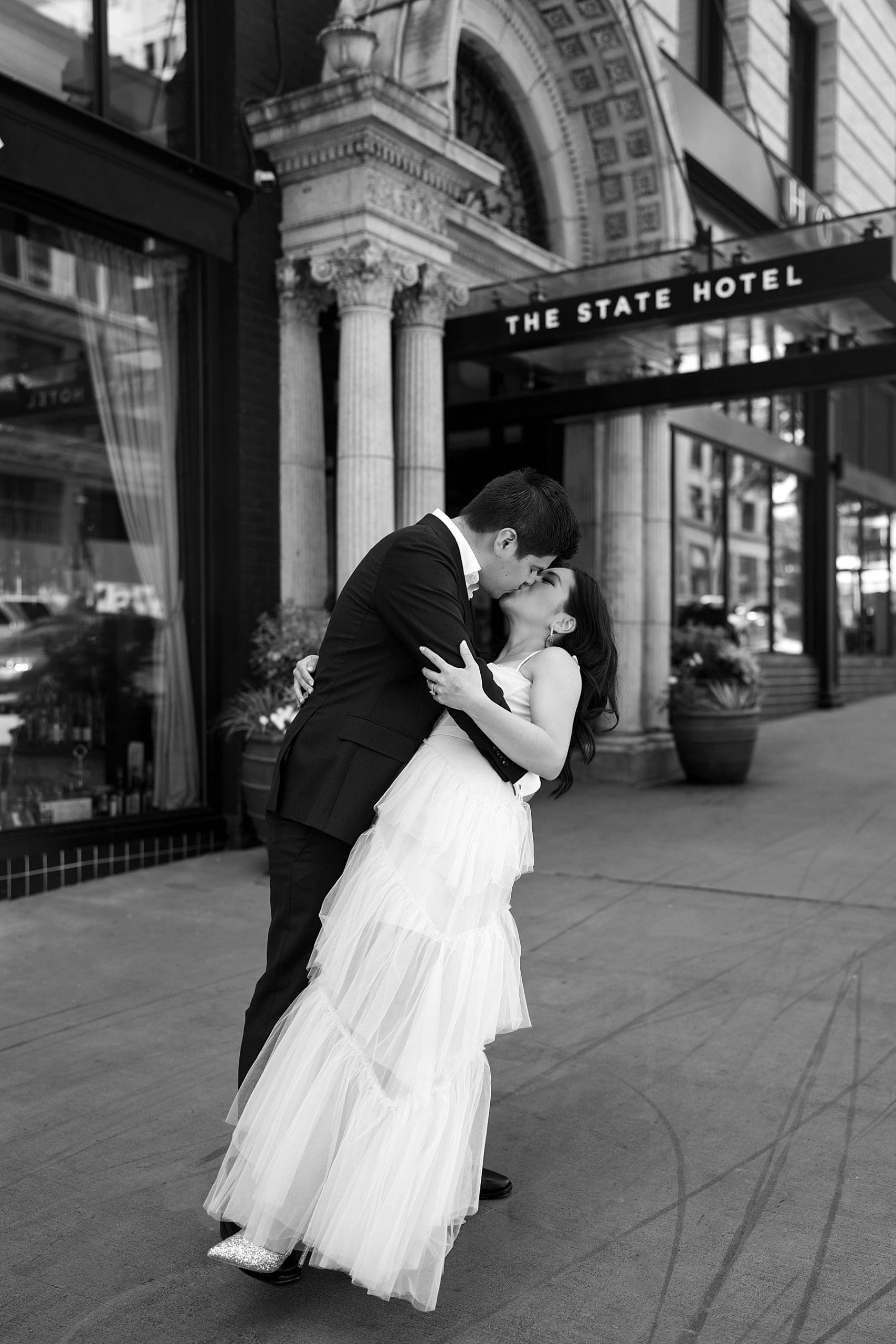 The State Hotel Seattle Engagement Session | Kelly O'Connor Photography | Destination Wedding Photography | couples portraits, chic outfits for engagement session, classic outfits for engagement session | via kellyoconnorphotography.com