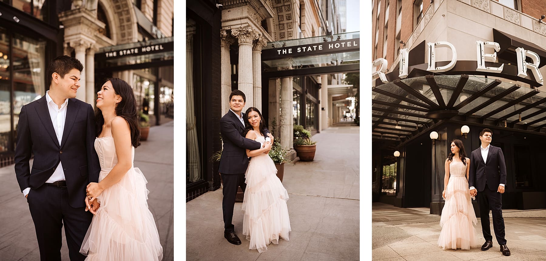 The State Hotel Seattle Engagement Session | Kelly O'Connor Photography | Destination Wedding Photography | couples portraits, chic outfits for engagement session, classic outfits for engagement session | via kellyoconnorphotography.com