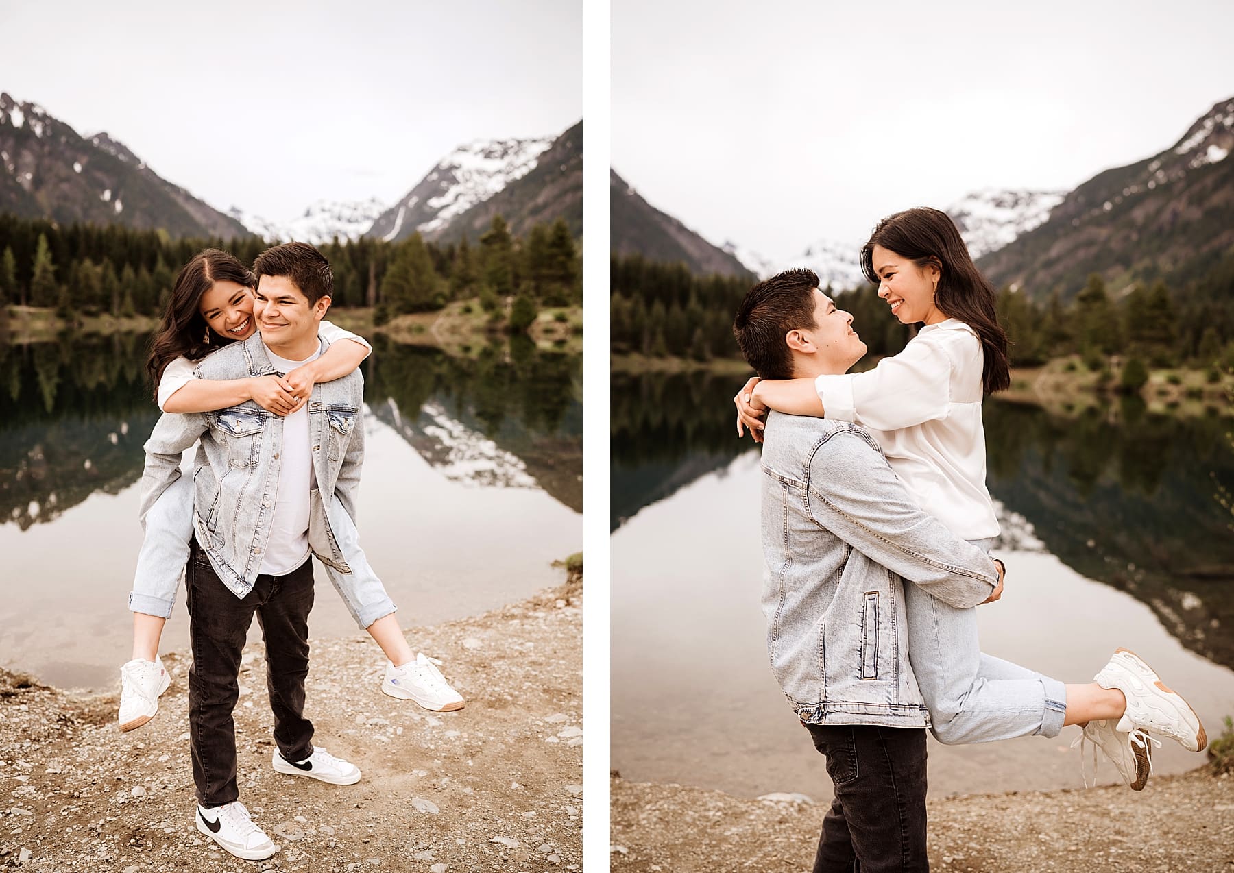 Seattle Engagement Session at Gold Creek Pond | Kelly O'Connor Photography | Destination Wedding Photography | couples portraits, casual outfits for engagement session, blue jean outfits for engagement session | via kellyoconnorphotography.com