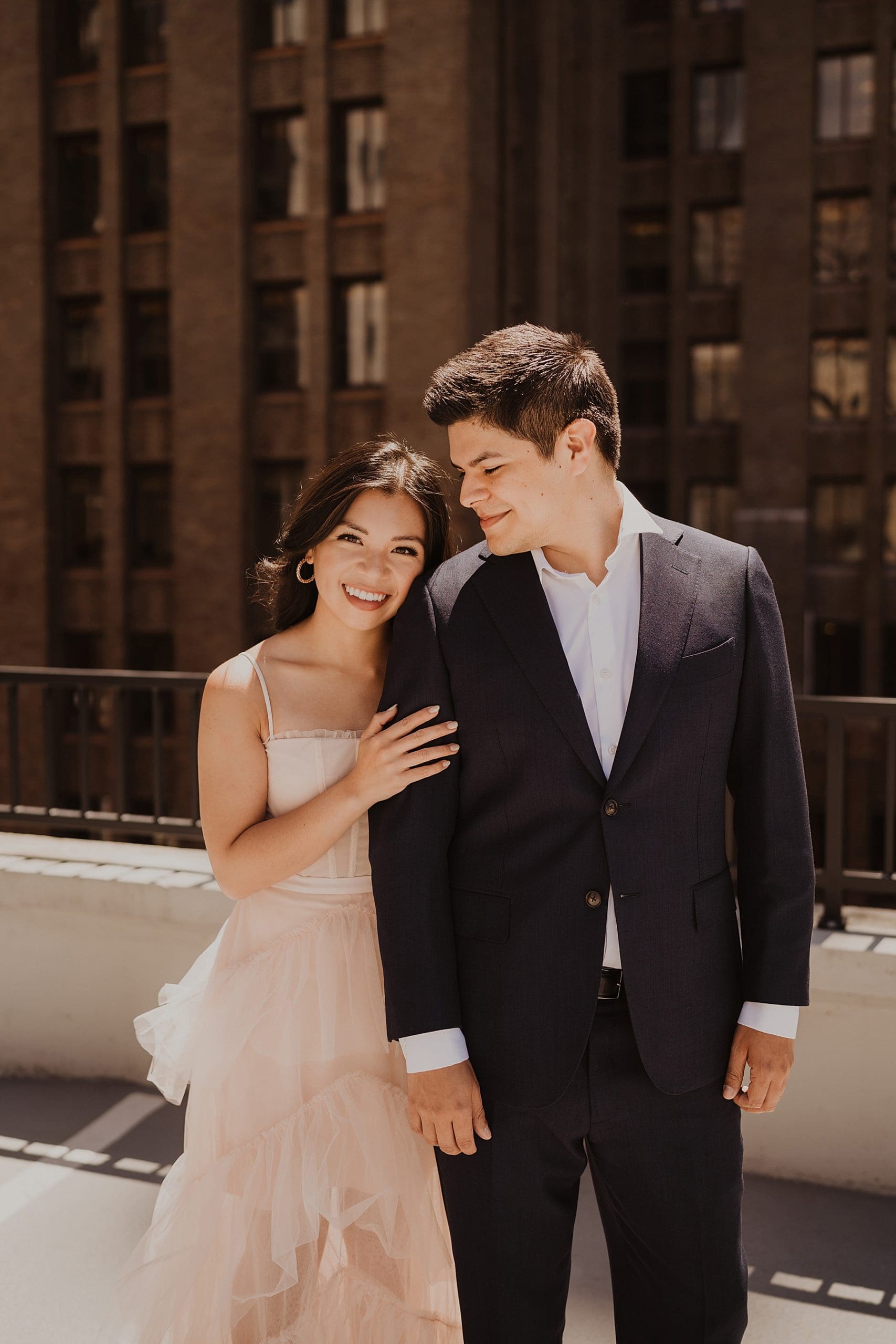 Downtown Seattle Rooftop Engagement Session | Kelly O'Connor Photography | Destination Wedding Photography | couples portraits, chic outfits for engagement session, classic outfits for engagement session | via kellyoconnorphotography.com