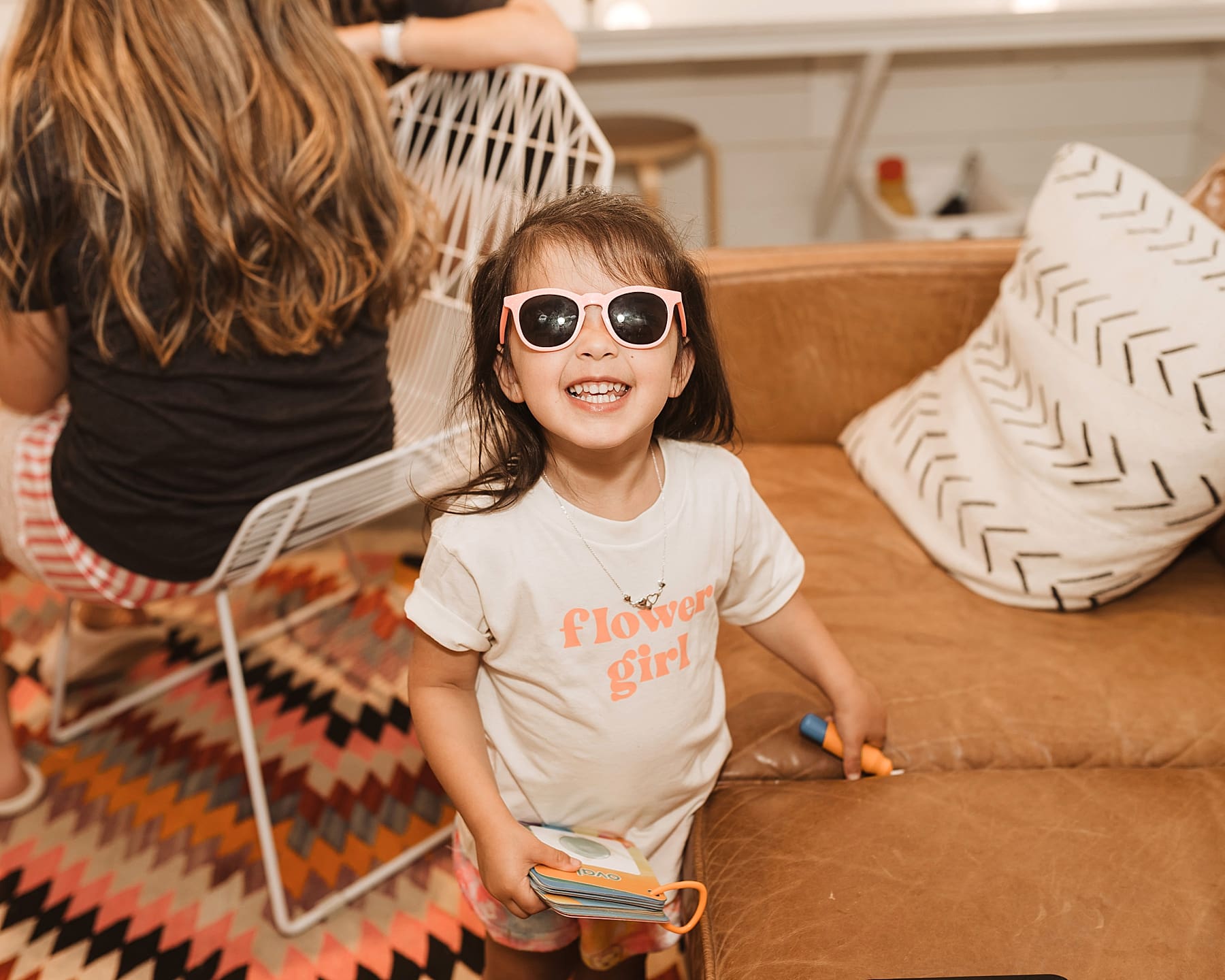 Flower Girl on Wedding Day | Kelly O'Connor Photography | Austin Wedding Photographer | Prospect House Wedding Day | edgy wedding ideas, flower girl shirt | via kellyoconnorphotography.com