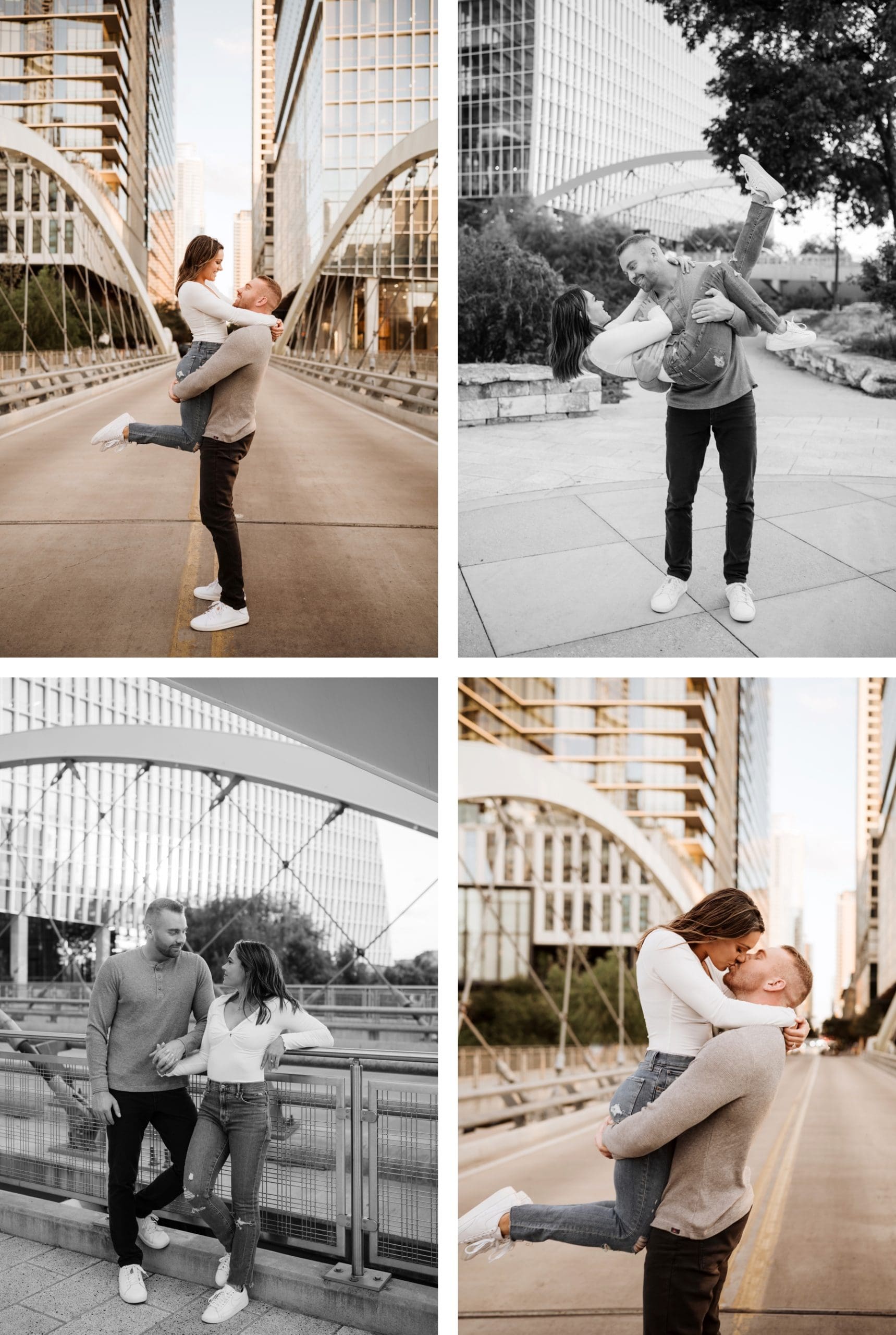 The Butterfly Bridge in Downtown Austin is a unique architectural structure that makes for a fun photo backdrop for any session. But my favorite is adding this to the end of a rooftop engagement session. | 10 Best Engagement and Portrait Session Locations in Austin, TX | Kelly O'Connor Photography 