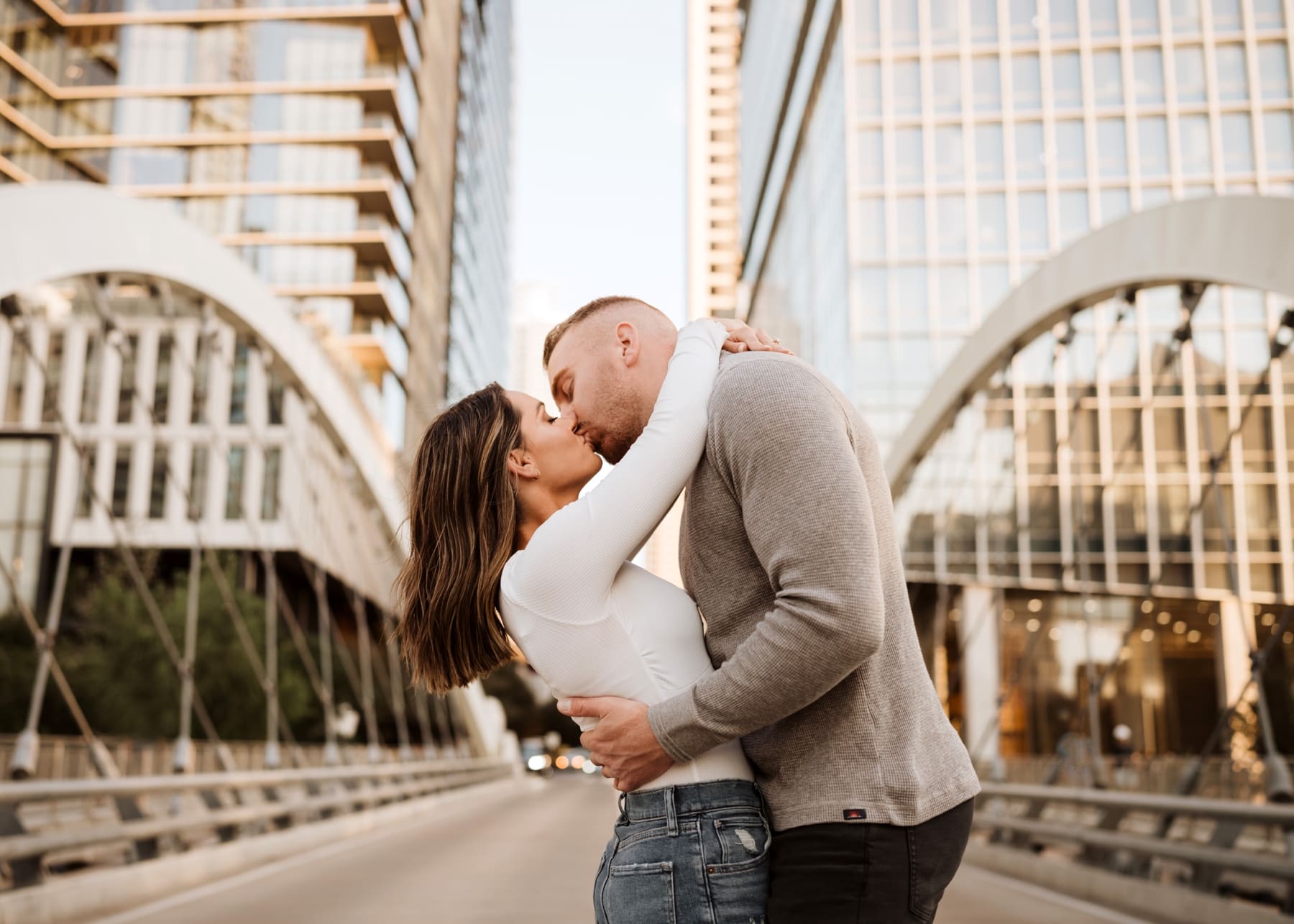 The Butterfly Bridge in Downtown Austin is a unique architectural structure that makes for a fun photo backdrop for any session. But my favorite is adding this to the end of a rooftop engagement session. | 10 Best Engagement and Portrait Session Locations in Austin, TX | Kelly O'Connor Photography 