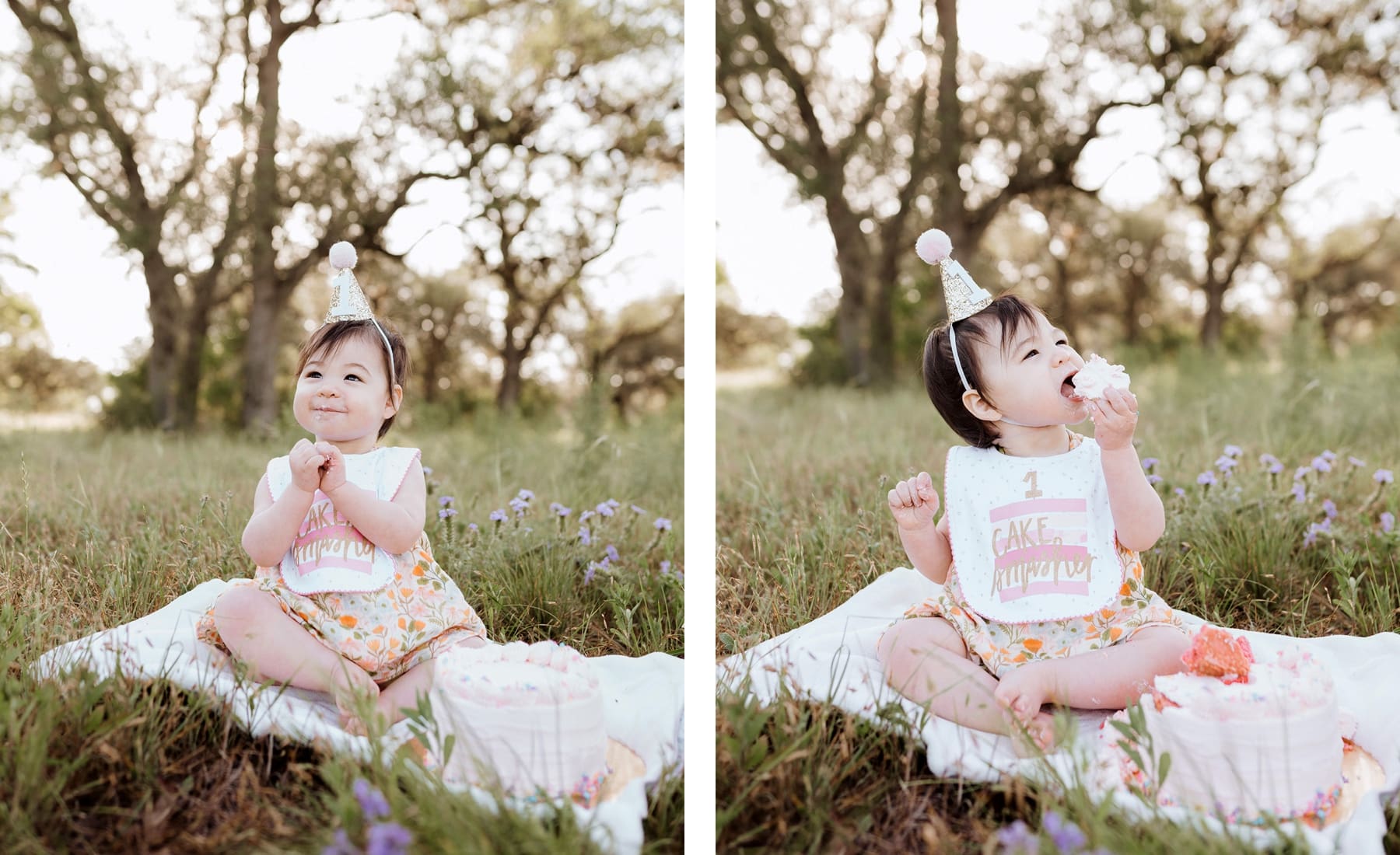 All first birthday/cake smash photos should be down in the middle of wildflowers in a park. Loved how these at Circle C Park came together! | 10 Best Engagement and Portrait Session Locations in Austin, TX | Kelly O'Connor Photography 
