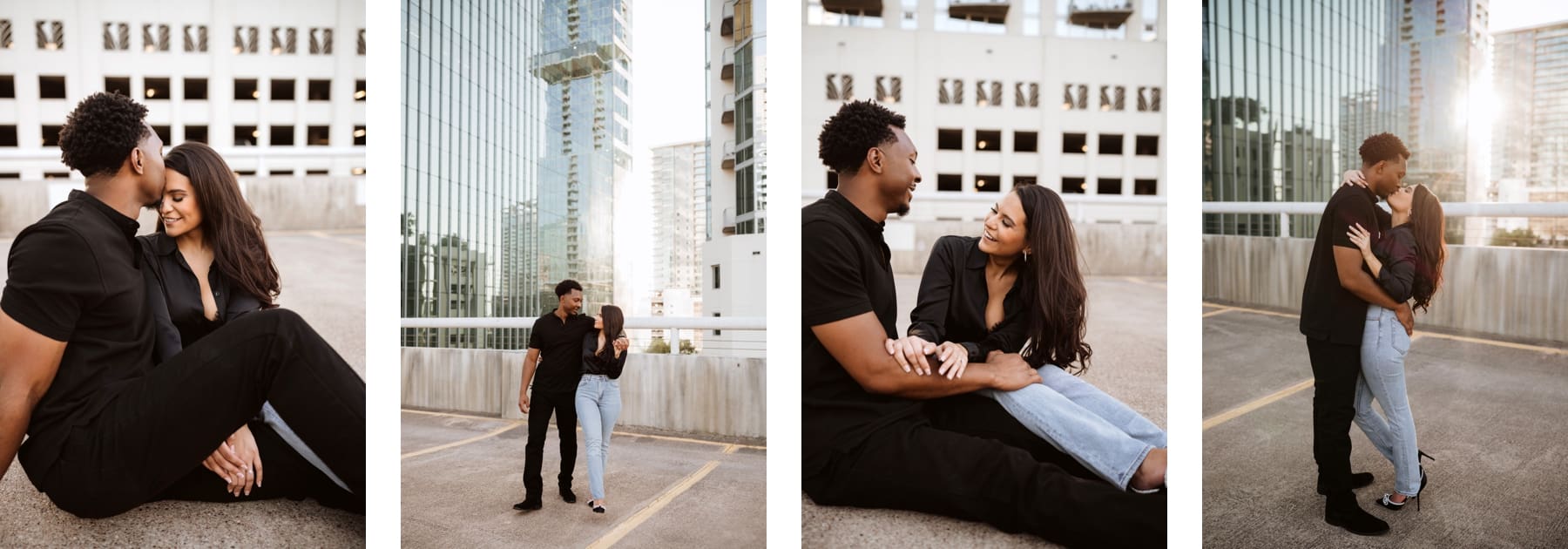 A simple and chic session on a downtown rooftop in Austin is one of my favorite spots for engagement sessions for my couples. | 10 Best Engagement and Portrait Session Locations in Austin, TX | Kelly O'Connor Photography 