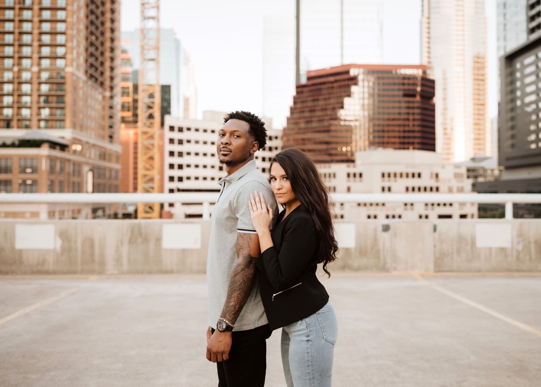 A simple and chic session on a downtown rooftop in Austin is one of my favorite spots for engagement sessions for my couples. | 10 Best Engagement and Portrait Session Locations in Austin, TX | Kelly O'Connor Photography 