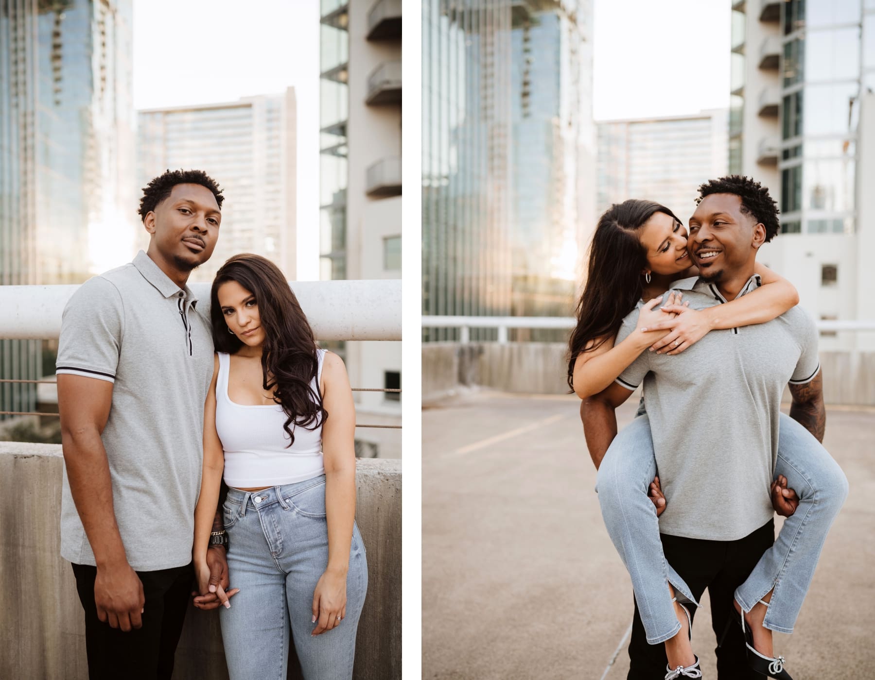 A simple and chic session on a downtown rooftop in Austin is one of my favorite spots for engagement sessions for my couples. | 10 Best Engagement and Portrait Session Locations in Austin, TX | Kelly O'Connor Photography 
