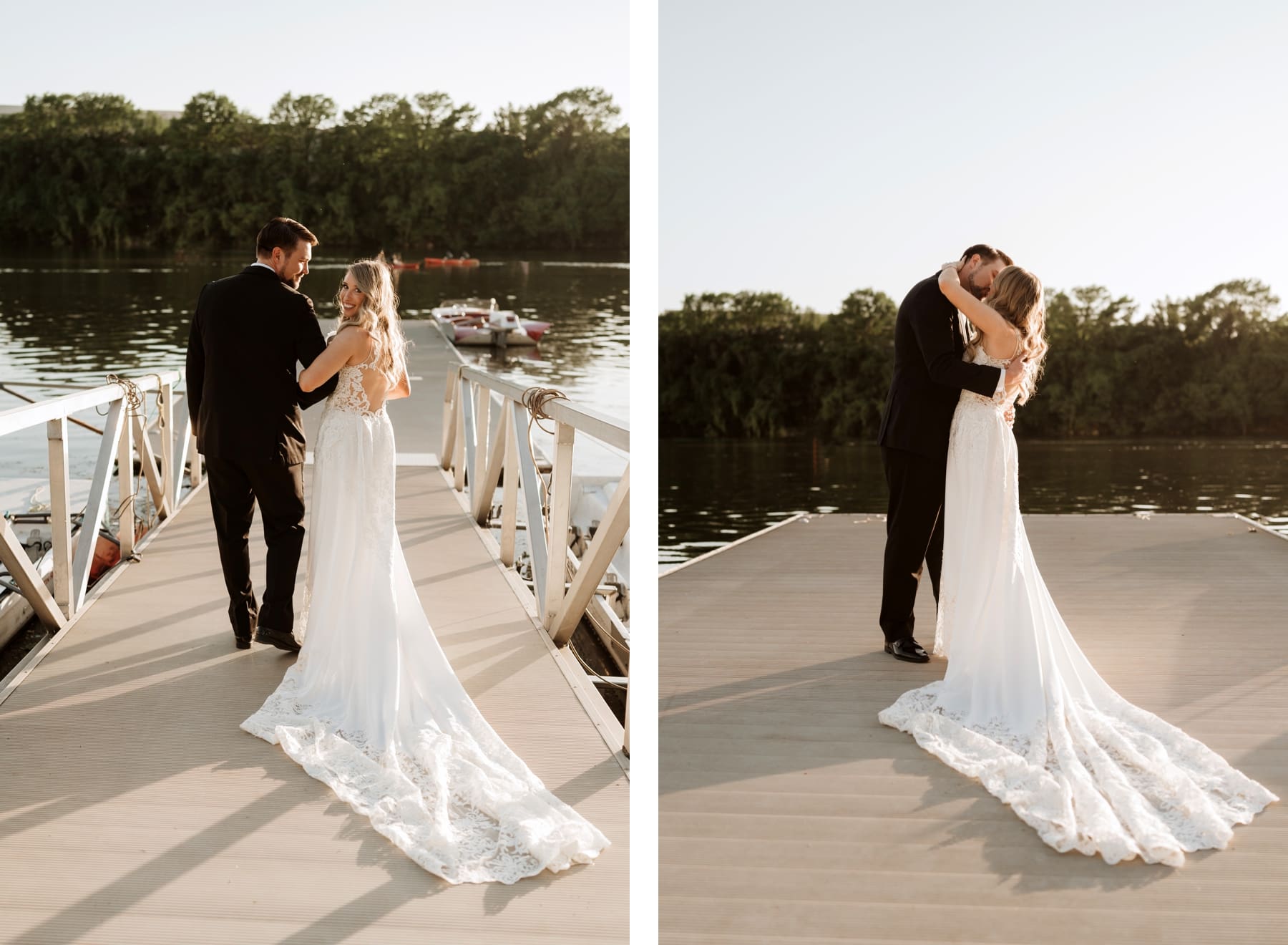 Sunset Bride and Groom Portraits on the Water | Spring Wedding in Texas | Kelly O'Connor Photography
