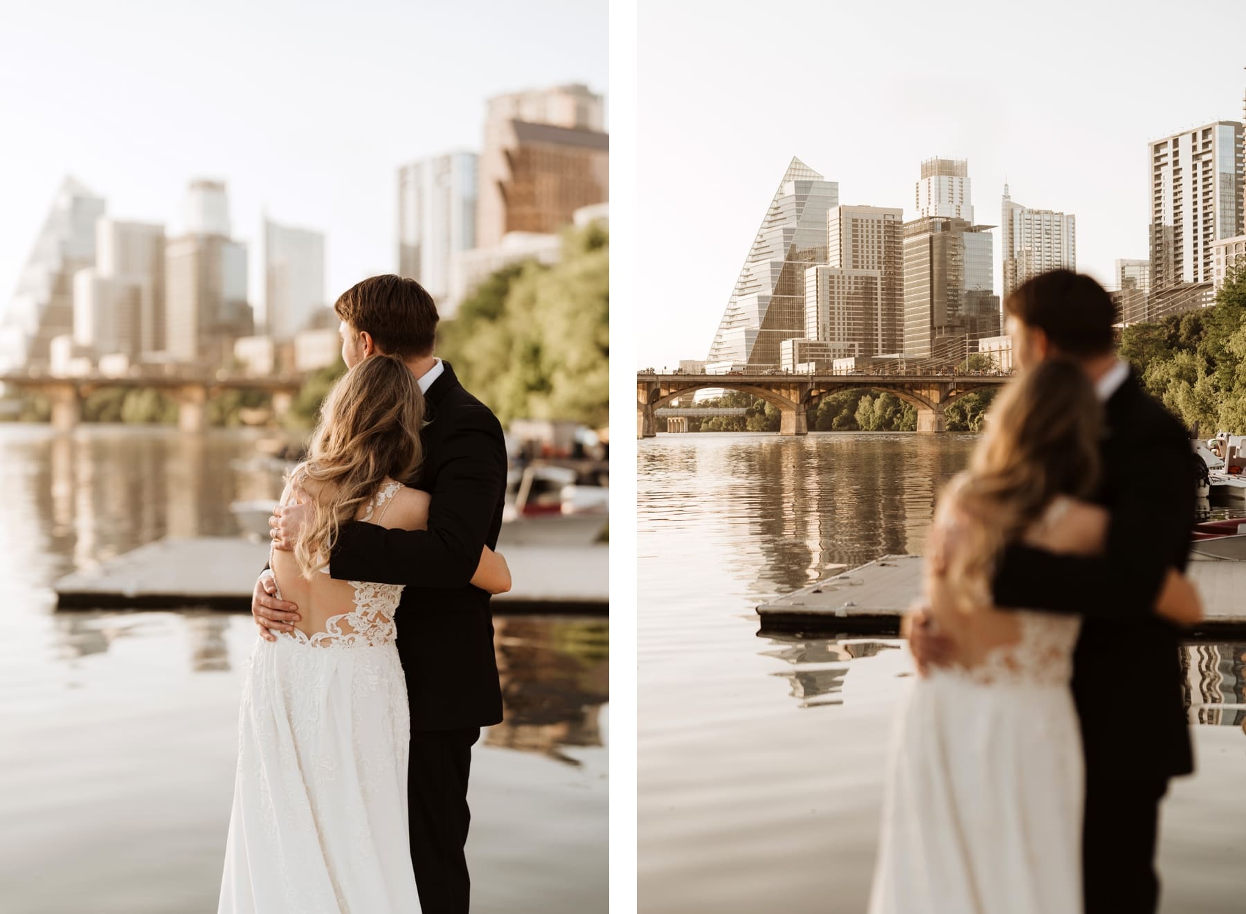 Sunset Bride and Groom Portraits on the Water | Spring Wedding in Texas | Kelly O'Connor Photography