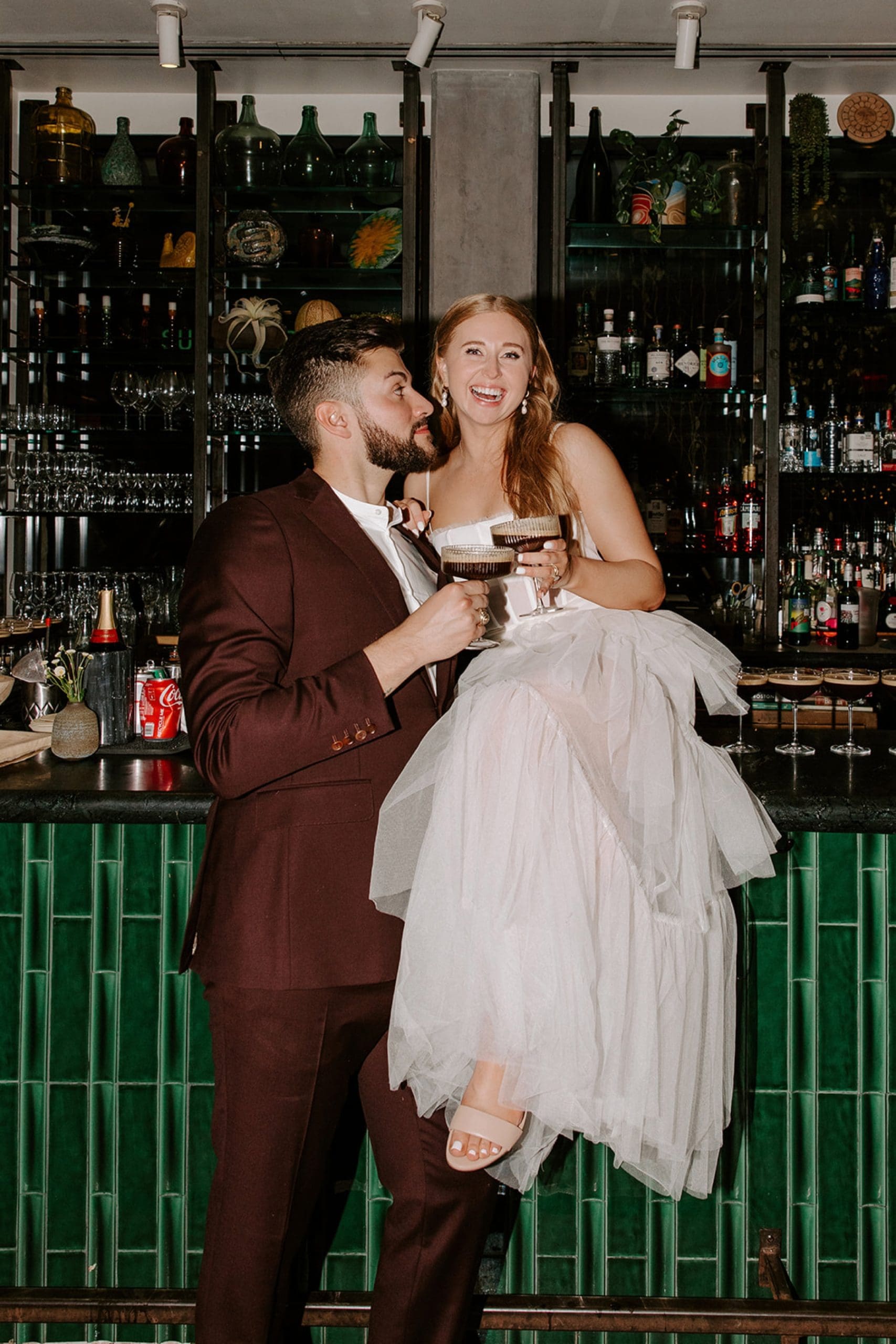Outdoor wedding reception under twinkle lights in Hotel Magdelena courtyard in Austin, Texas. | Kelly O'Connor Photography