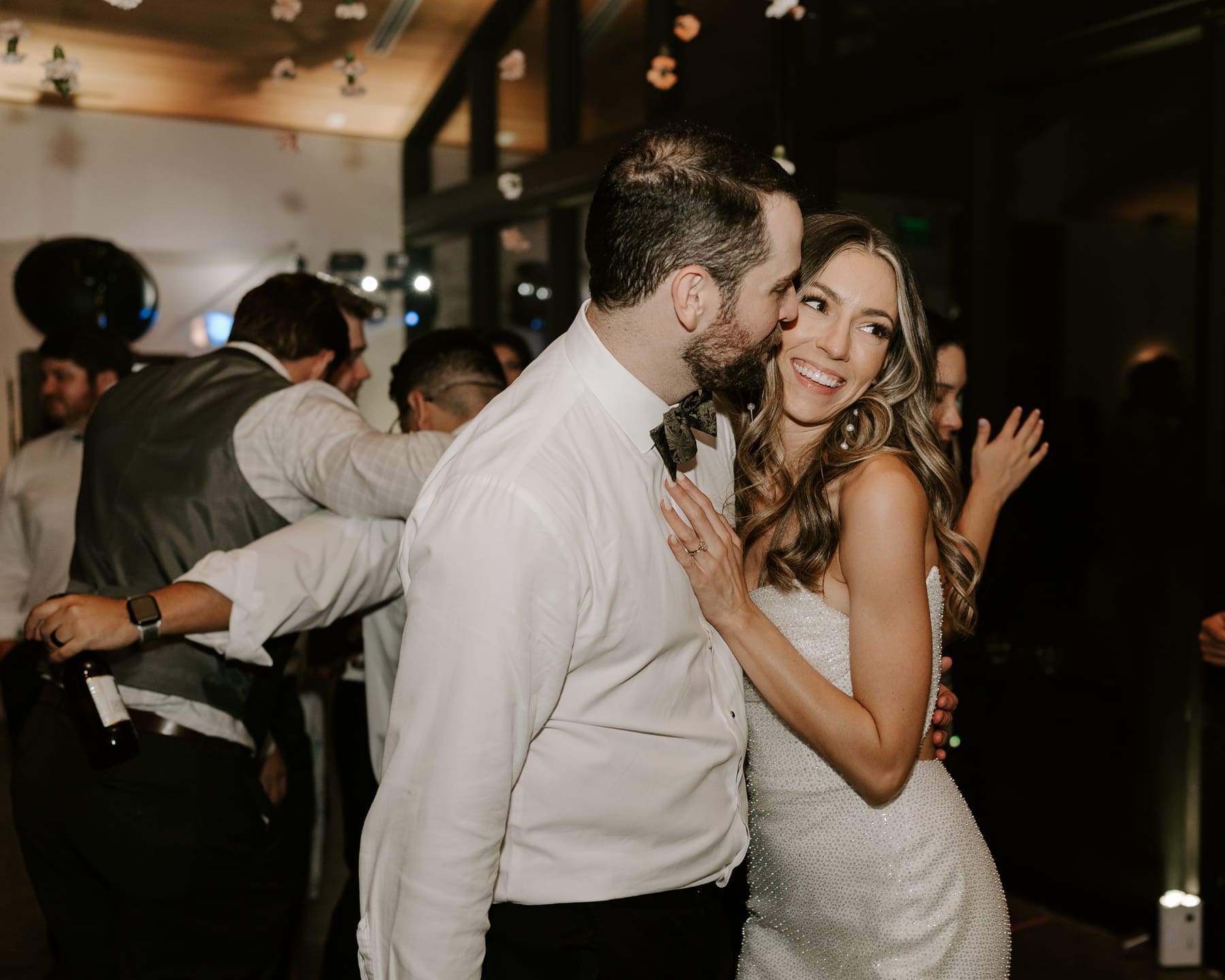 Bride and groom dancing at wedding reception at The Grand Lady Austin