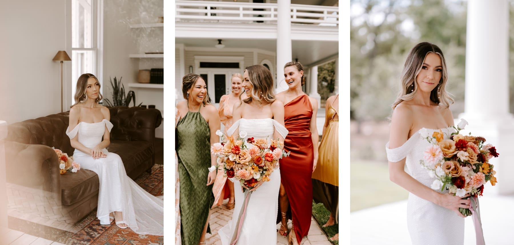 Bridal portraits at The Grand Lady Austin and bride walking with bridesmaids 