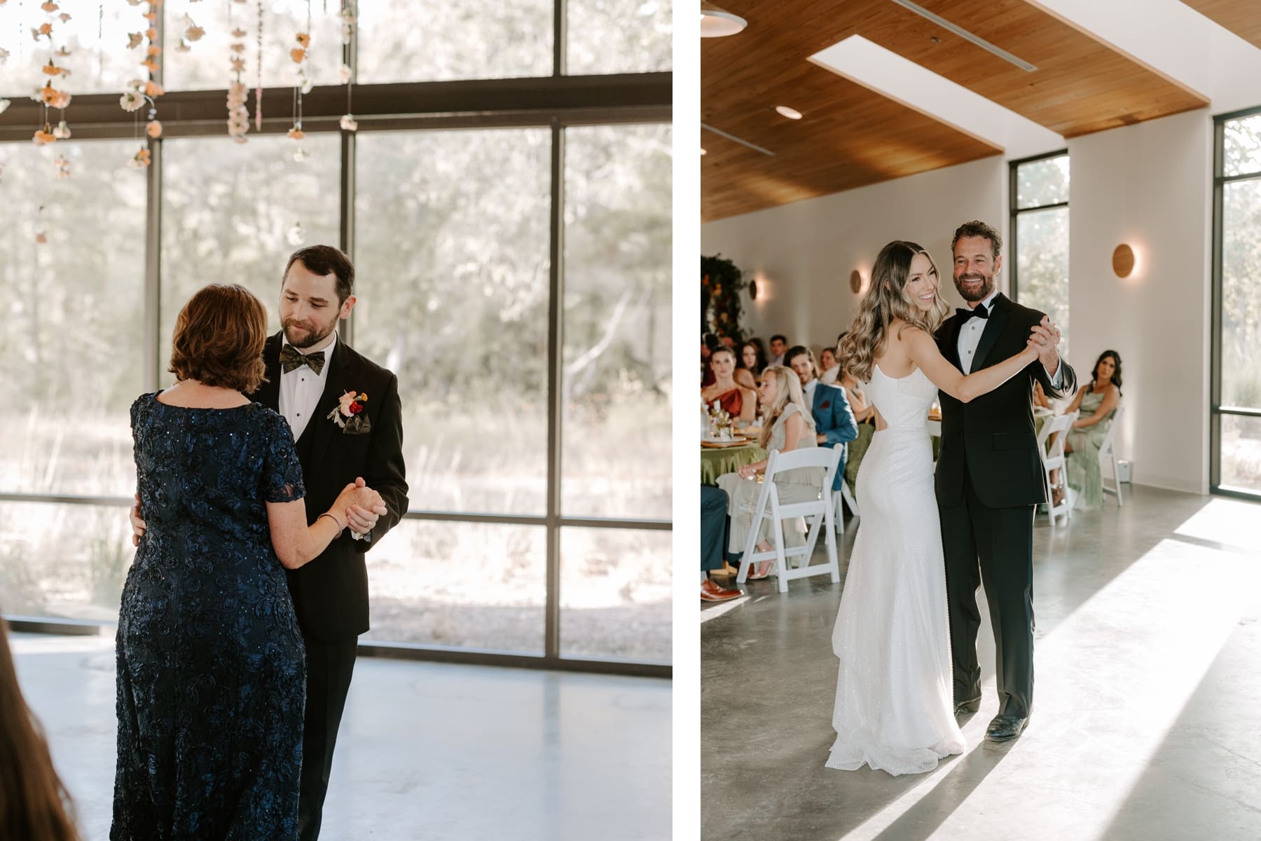 Groom dancing with mom while bride dances with dad at The Grand Lady Austin